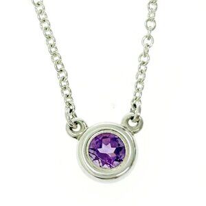 Tiffany & Co. Amethyst By The Yard Necklace 16" Silver 925 Peretti Auth #14050